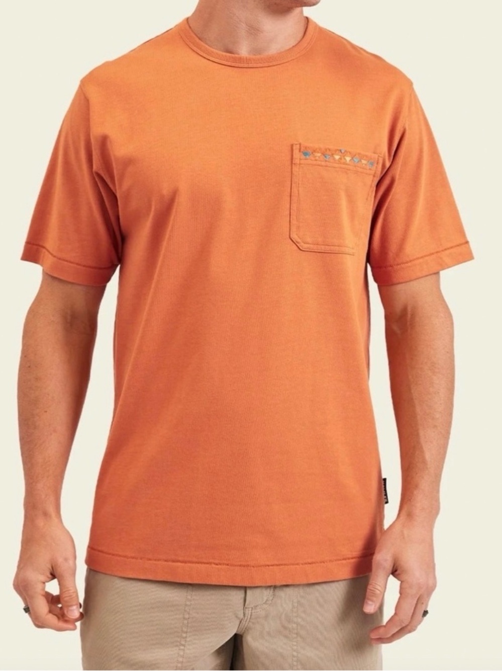 Howler Brothers Spectrum Embroidered Pocket T-shirt in Oxide Orange Size Medium